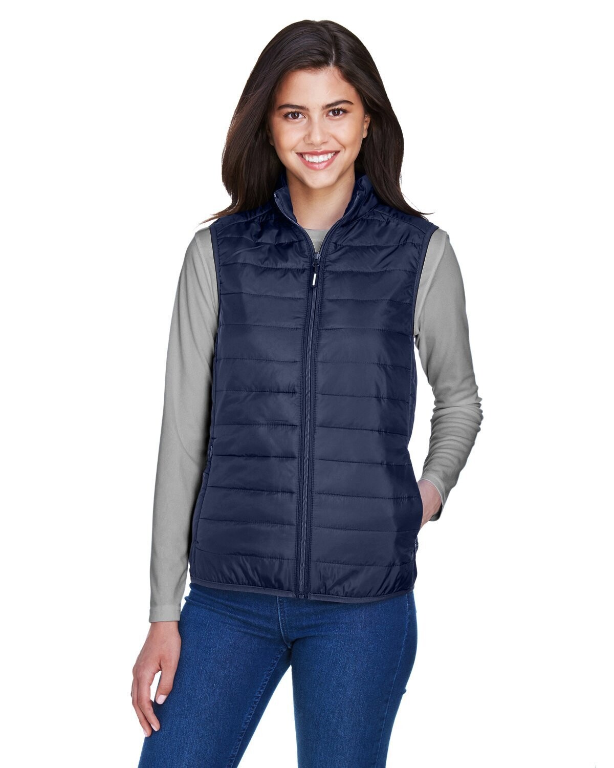 Ladies' Prevail Packable Puffer Vest, Colours: Navy