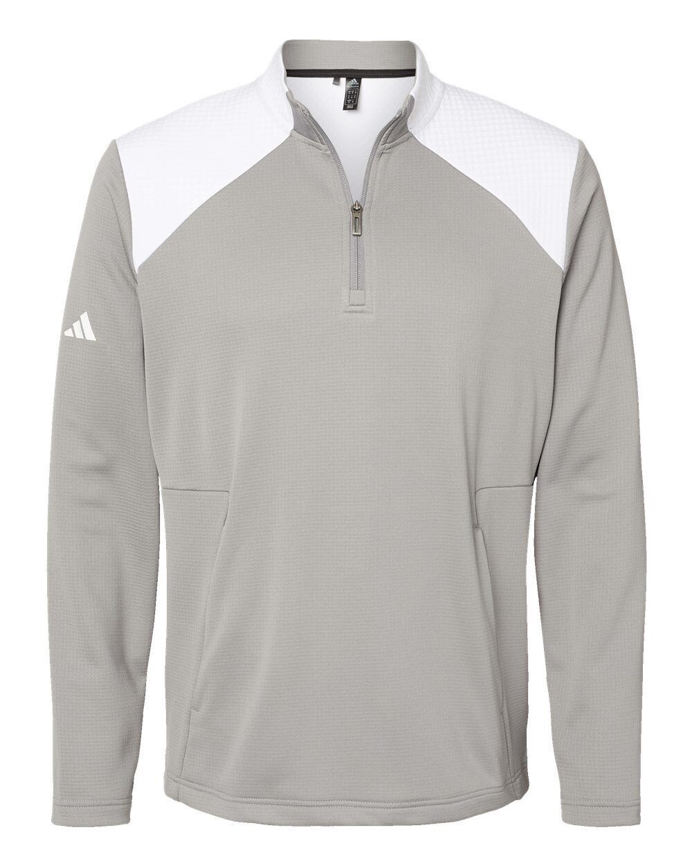 Adidas - Textured Mixed Media Quarter-Zip Pullover