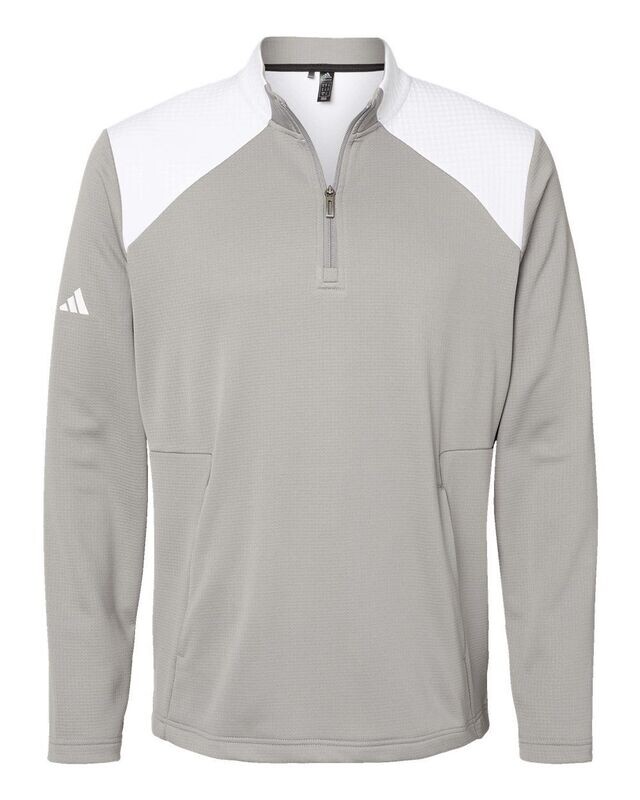 Adidas - Textured Mixed Media Quarter-Zip Pullover