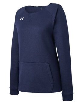 Under Armour - Ladies' Hustle Fleece Crewneck Sweatshirt, Colours: Midnights Gray/White