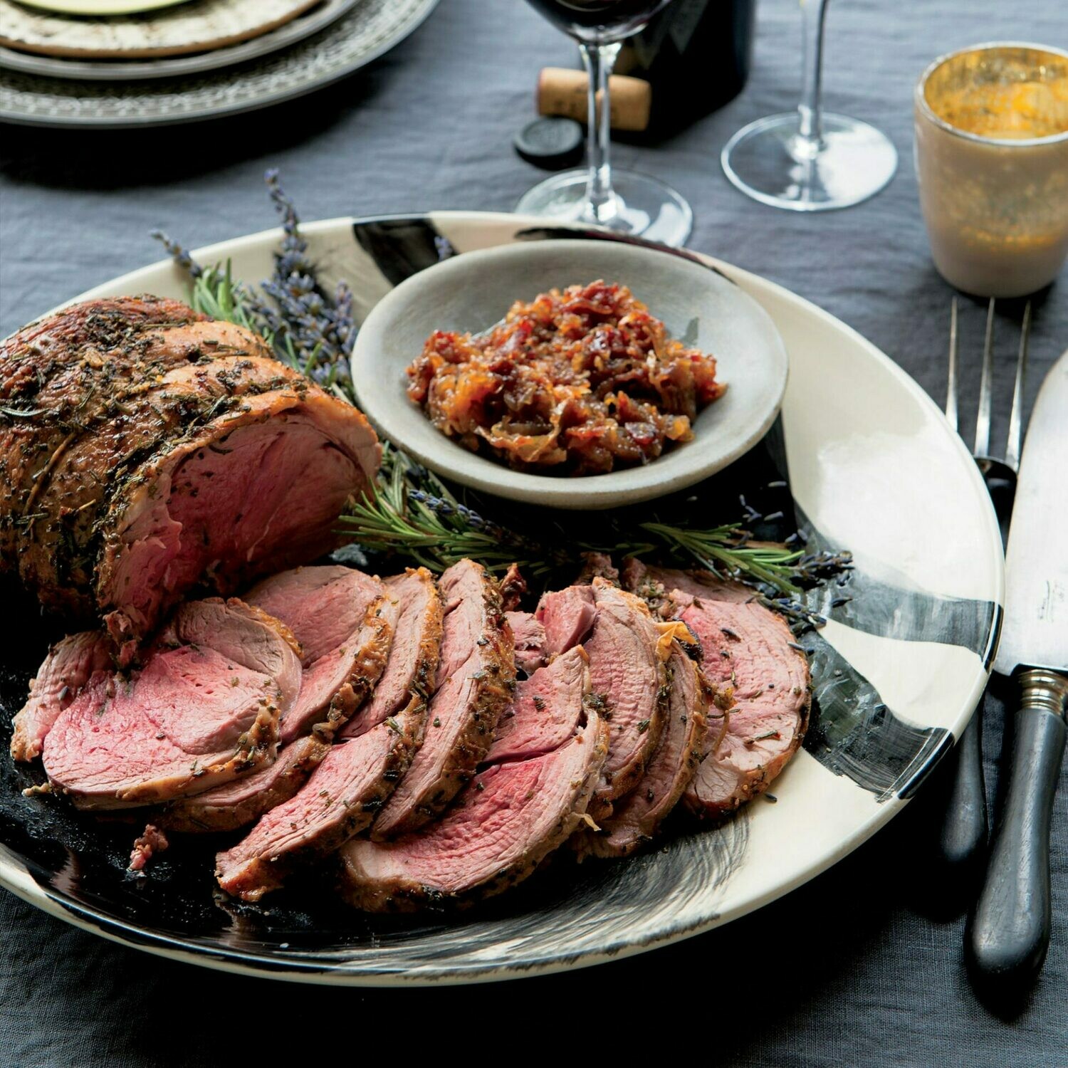 Sliced, Marinated Leg of Lamb
