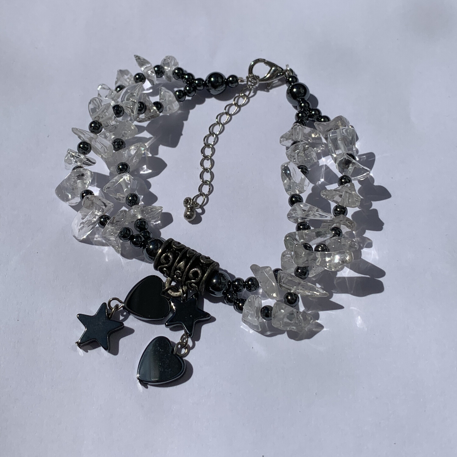 Charm Bracelet - Clear Quartz and Hematite