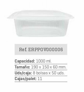 ENVASE PP APTO PARA MICROONDAS 1000cc 400und