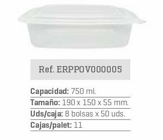 ENVASE PP APTO PARA MICROONDAS 750cc 400und