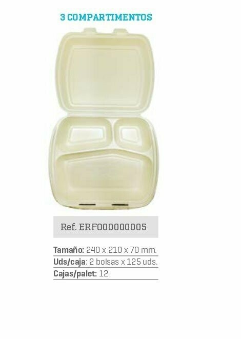 ENVASE PORTAMENUS POREX 3 COMPARTIMENTOS 200 und