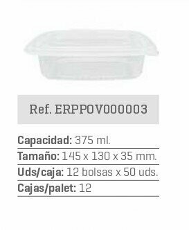 ENVASE PP APTO PARA MICROONDAS 375cc 600und ENVASE PP APTO PARA MICROONDAS 375cc 600und