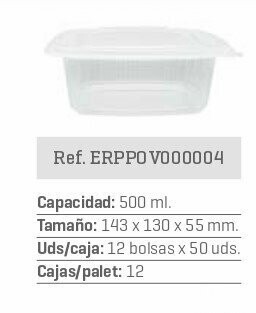 ENVASE PP APTO PARA MICROONDAS 500cc 600und ENVASE PP APTO PARA MICROONDAS 500cc 600und