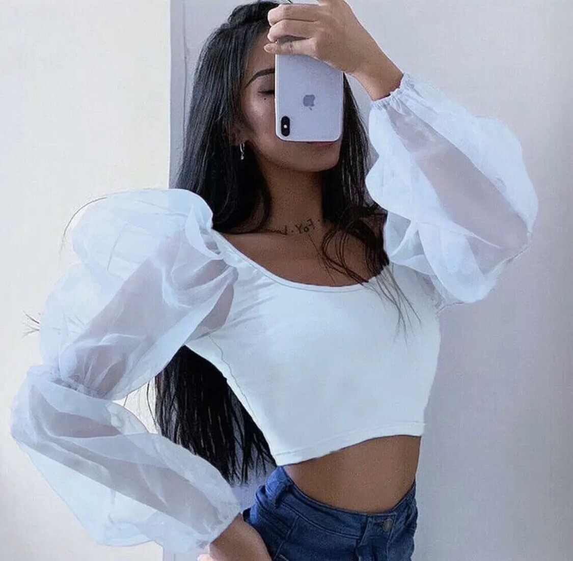 ‘Eve’ Puff Sleeve Crop Top