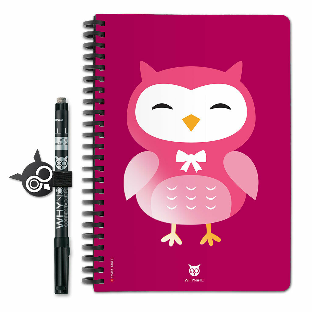 WHYNOTE BOOK - A5 - HIBOU CARTOON VIOLET