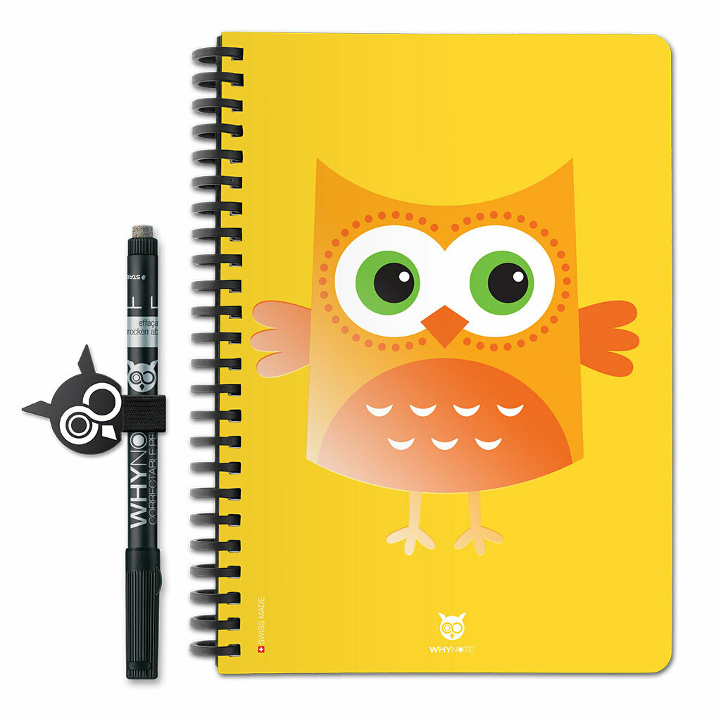 WHYNOTE BOOK - A5 - HIBOU CARTOON JAUNE