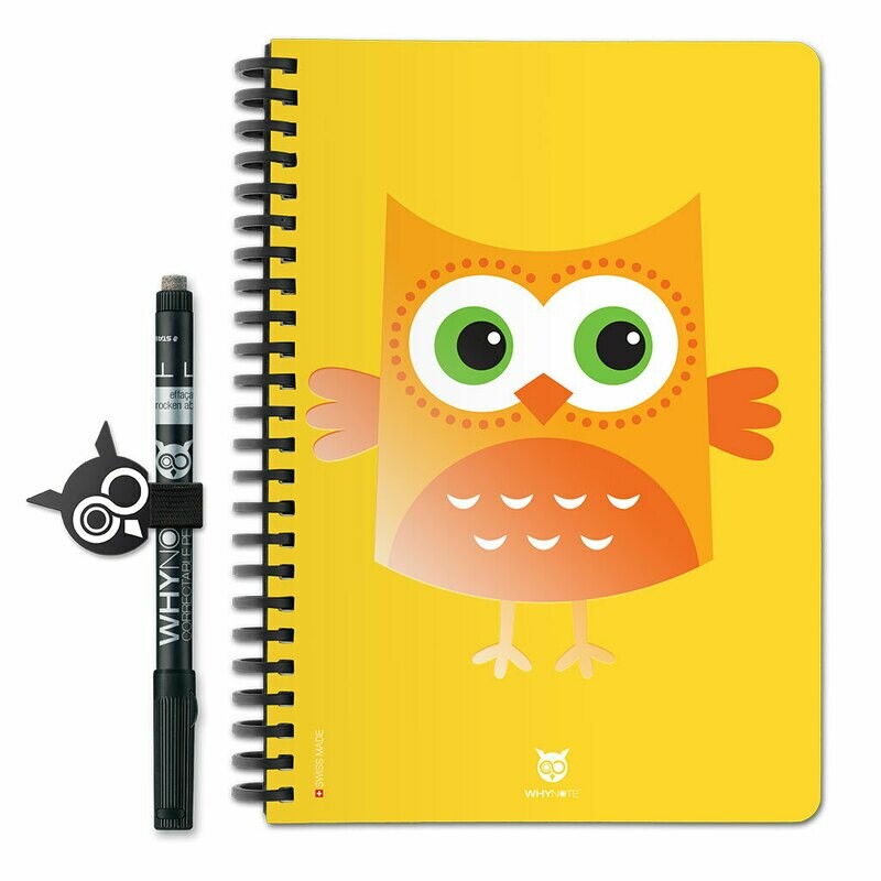 WHYNOTE BOOK - A5 - HIBOU CARTOON JAUNE