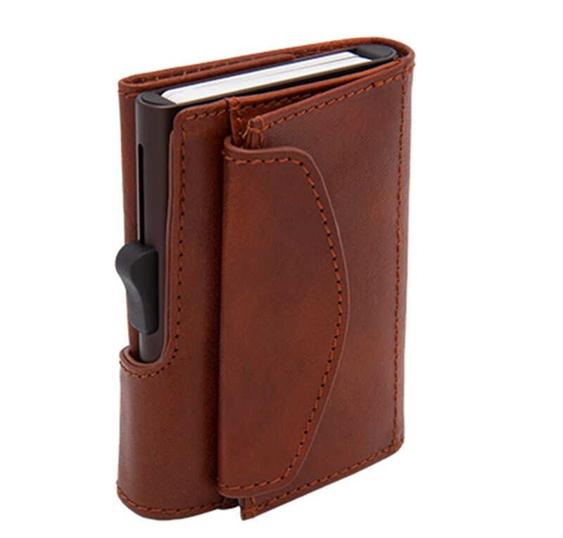 PORTE-CARTES ET MONNAIE RFID CUIR VÉGÉTAL MACCHIATO
