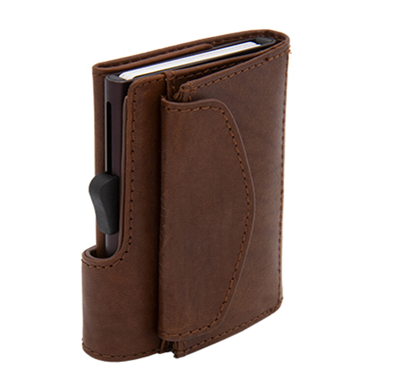PORTE-CARTES ET MONNAIE RFID CUIR VÉGÉTAL GUN