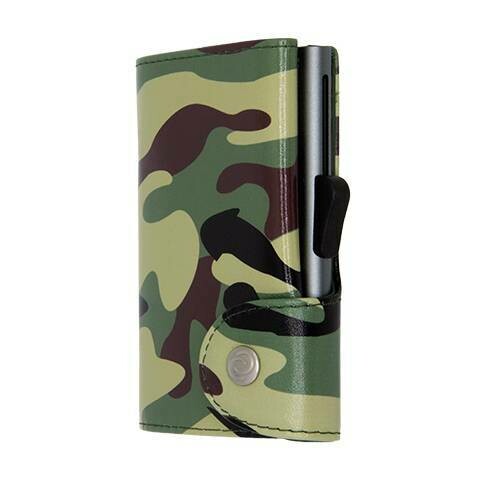 PORTE-CARTES RFID CUIR IMPRIMÉ CAMOUFLAGE VERT