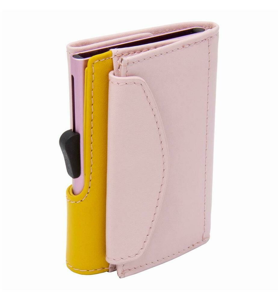 PORTE-MONNAIE ET CARTES RFID EN CUIR BLUSH / SAFFRON