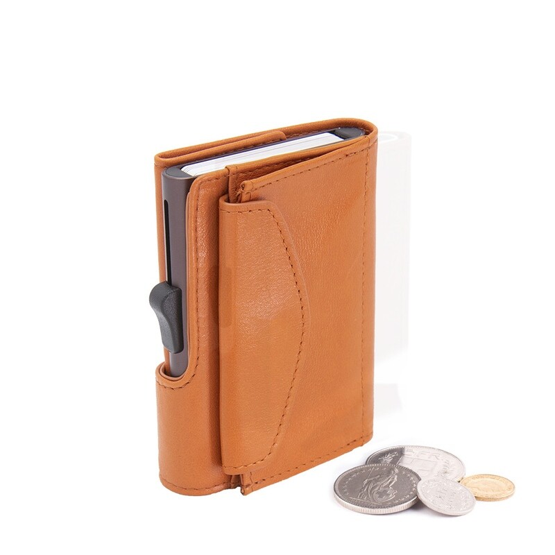 PORTE-MONNAIE ET CARTES XL RFID CUIR ORANGE