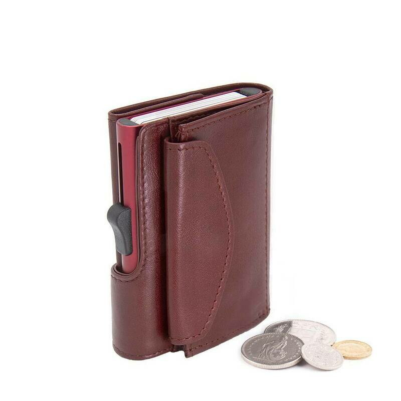 PORTE-MONNAIE ET CARTES XL RFID CUIR ROUGE