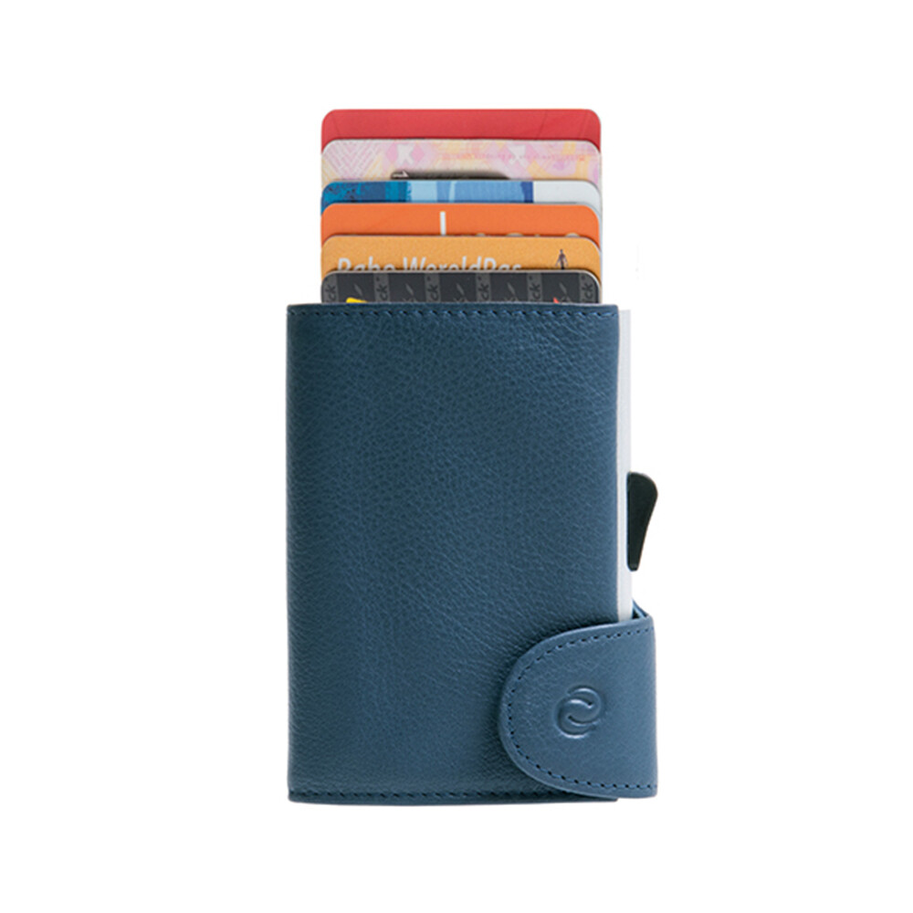 PORTE-CARTES RFID CUIR BLEU MARINE