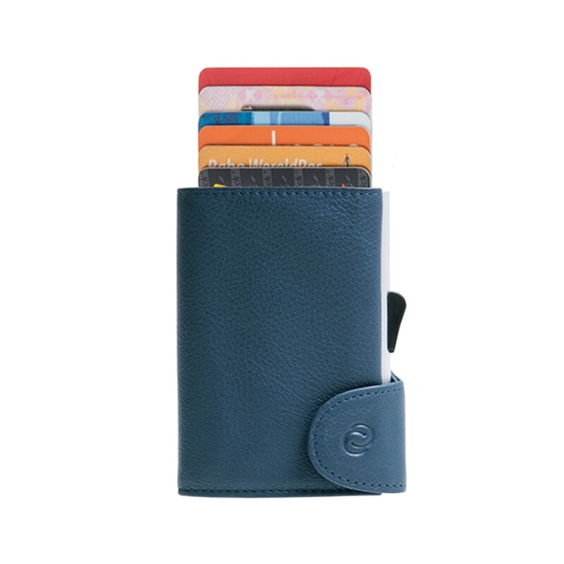PORTE-CARTES RFID CUIR BLEU MARINE