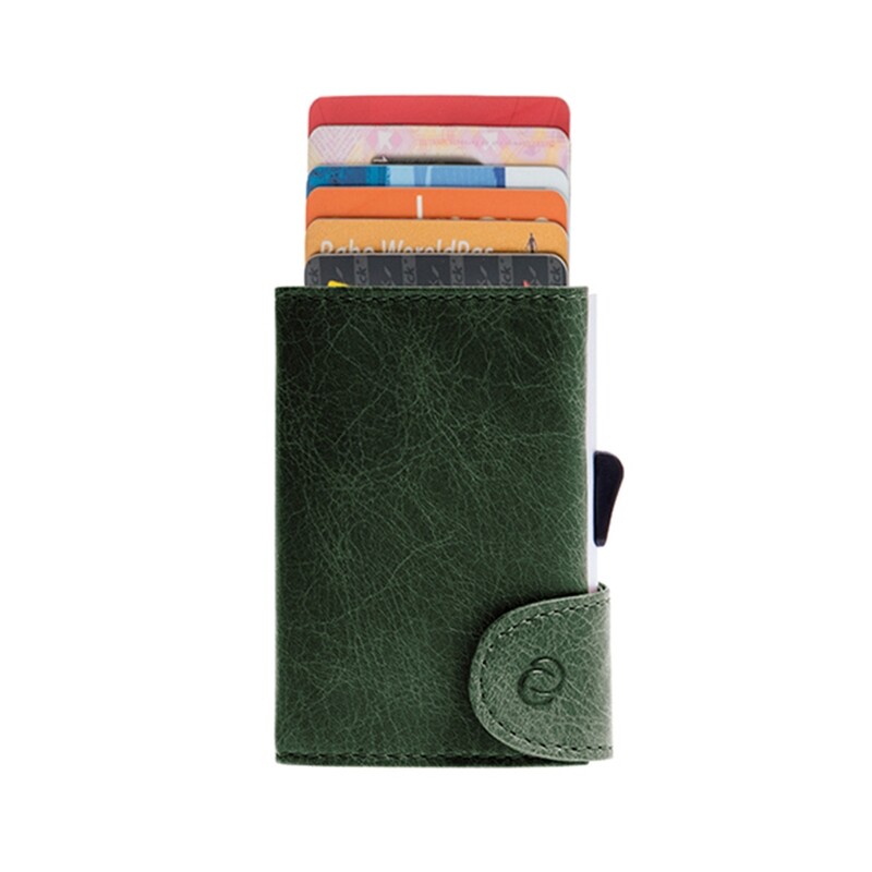PORTE-CARTES RFID CUIR VINTAGE VERT