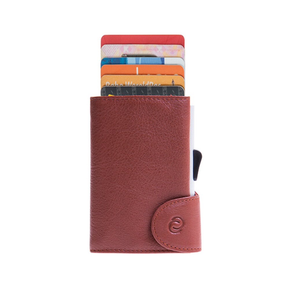 PORTE-CARTES RFID CUIR BRUN BRUCIATO