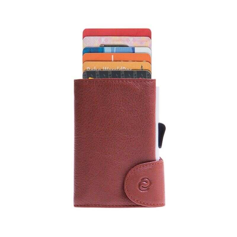 PORTE-CARTES RFID CUIR BRUN BRUCIATO