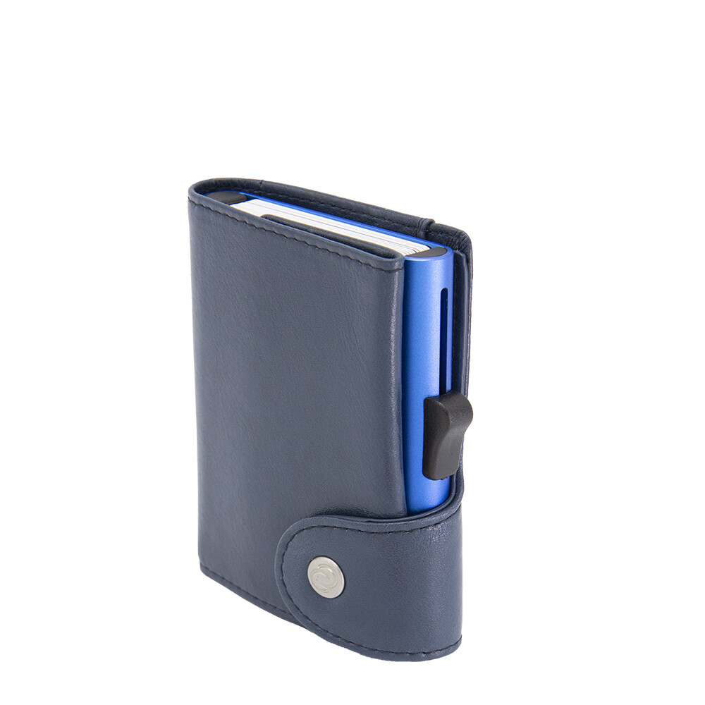 PORTE-CARTES XL RFID CUIR BLEU COBALT