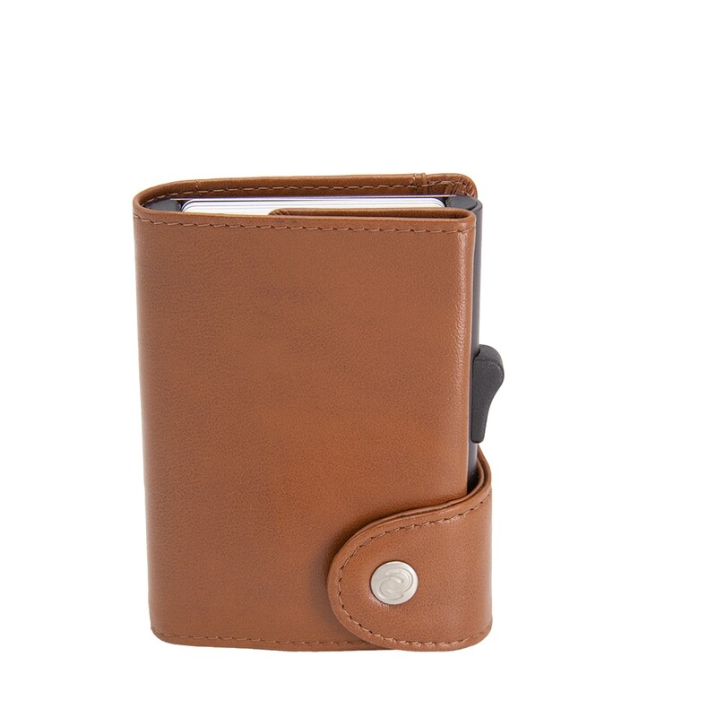 PORTE-CARTES XL RFID CUIR NOISETTE
