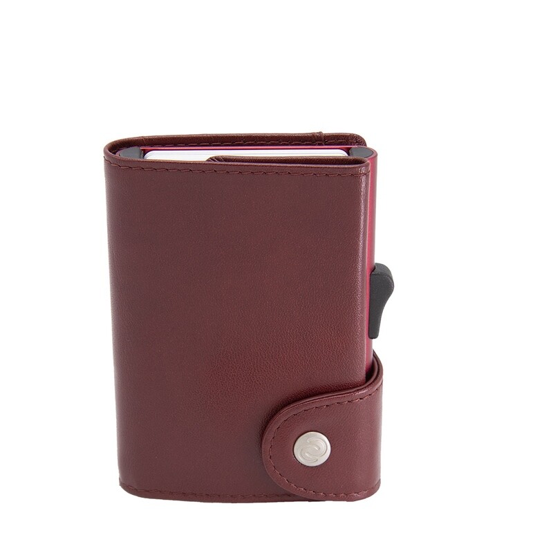 PORTE-CARTES XL RFID CUIR ROUGE