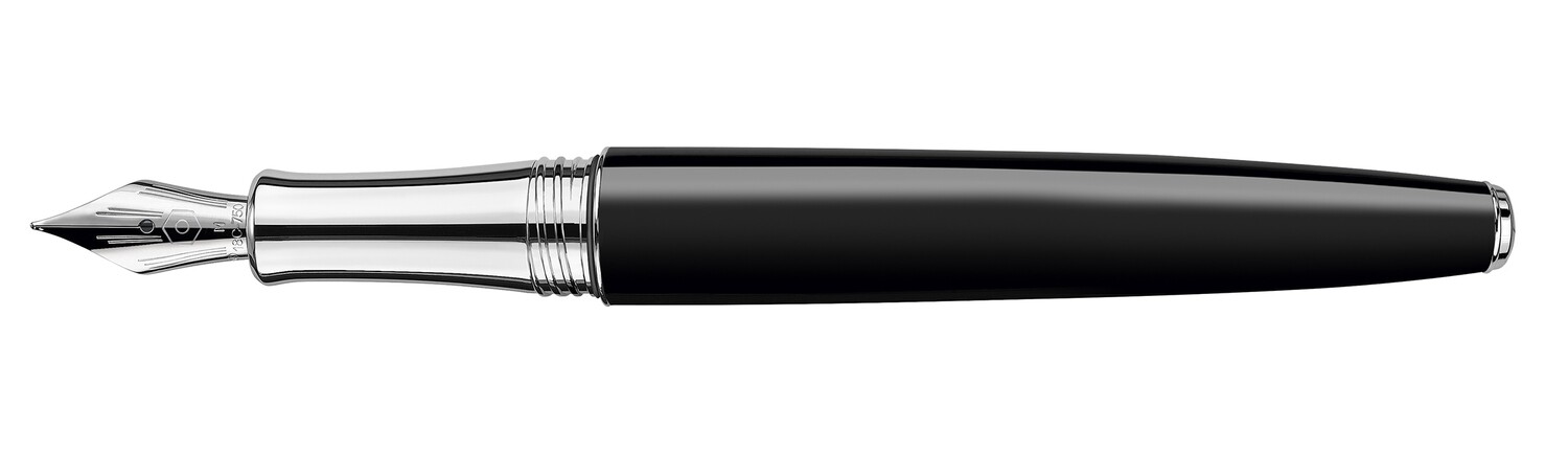Stylo Plume LÉMAN EBONY NOIR Argenté Rhodié