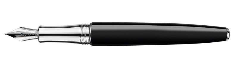 Stylo Plume LÉMAN EBONY NOIR Argenté Rhodié