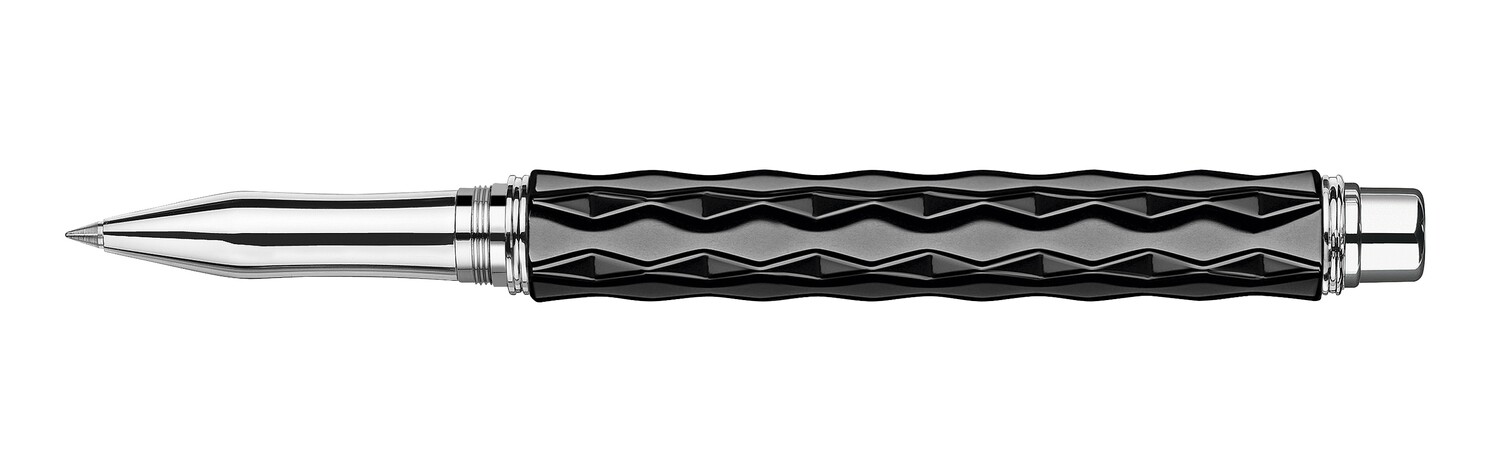 Stylo roller VARIUS CERAMIC BLACK argenté rhodié