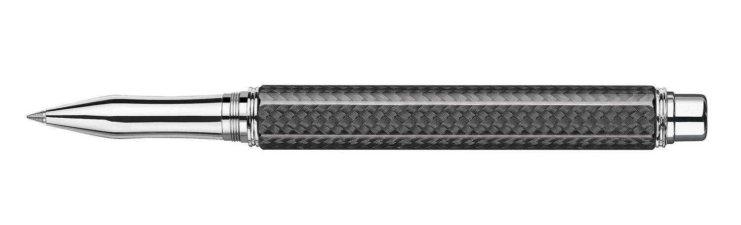 Stylo roller VARIUS CARBON argenté rhodié