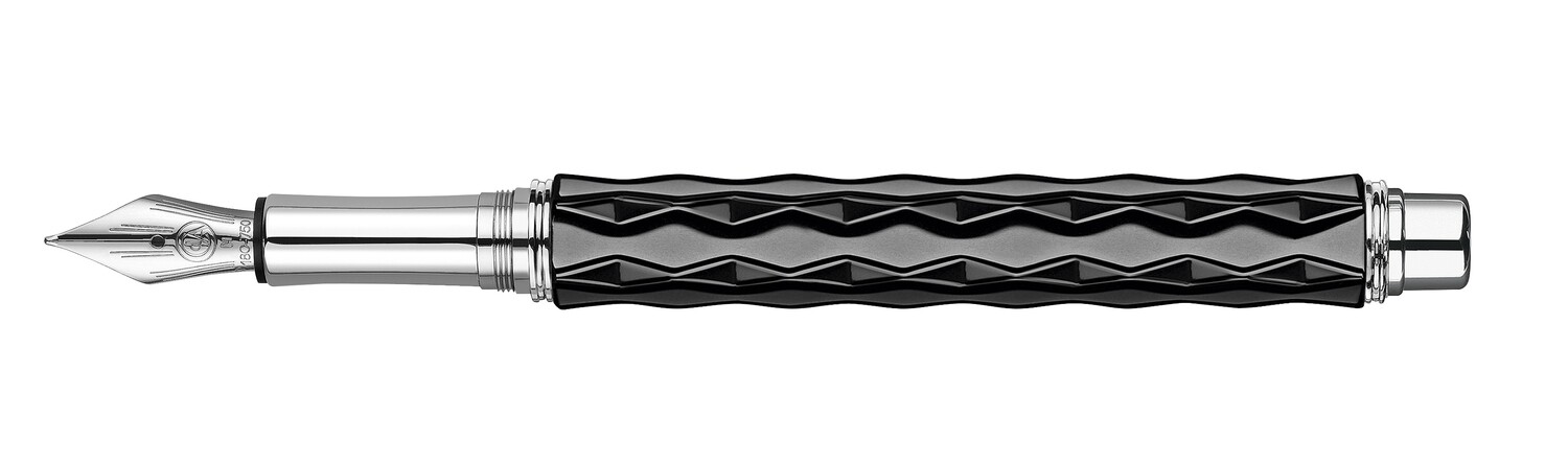 Stylo plume VARIUS CERAMIC BLACK argenté rhodié