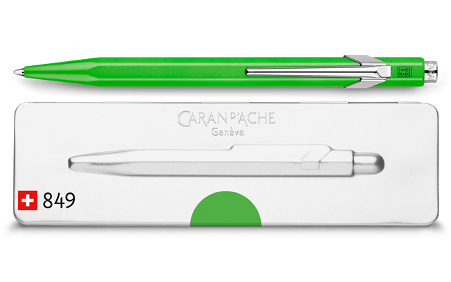Stylo Bille 849 POPLINE Vert Fluo avec Étui