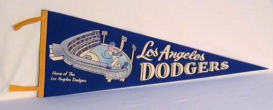 1960's Los Angeles Dodgers Baseball Felt Pennant