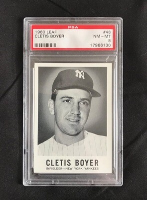 1960 Leaf Cletis Boyer #46 Baseball Card PSA 8