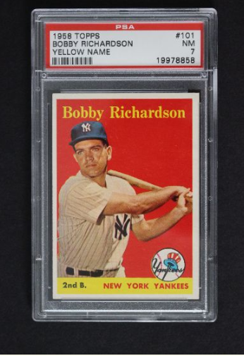 1958 Topps Bobby Richardson Yellow Name Baseball Card #101 PSA 7