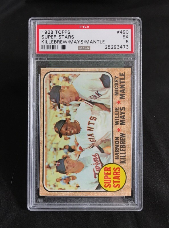 1968 Topps Super Stars Killebrew, Mays, Mantle Baseball Card PSA 5