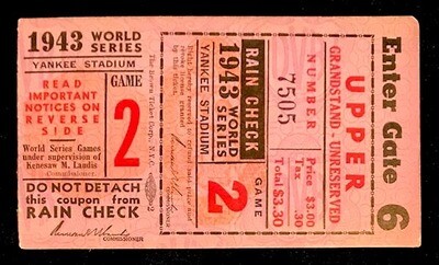 1943 World Series Ticket - Game 2
