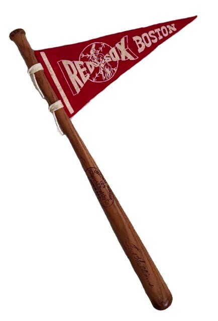 1940’s Ted Williams Baseball Bat with Boston Red Sox Pennant