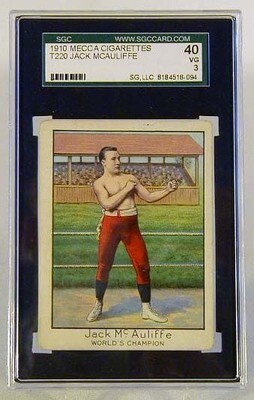 1910 Mecca Cigarettes T220 Jack McAuliffe Boxing Card, SGC 40
