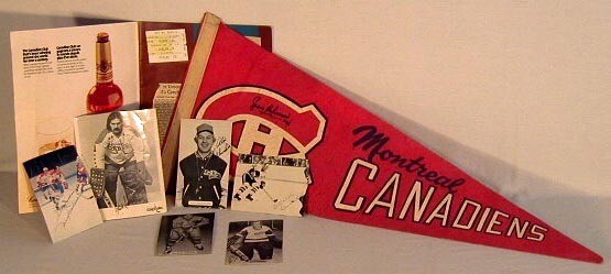 Jean Béliveau signed Canadians Pennant plus others