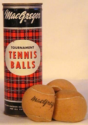 1940-50’s MacGregor Metal Tennis Ball Can with Original Balls