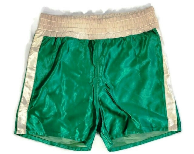 Pair of 1940’s Vintage, Green Satin Boxing Trunks