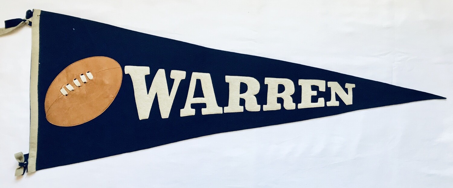 1910&#39;s Warren Football Pennant with Leather Football