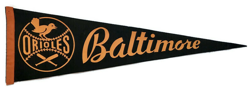 1950’s Baltimore Orioles ¾ Size Baseball Pennant