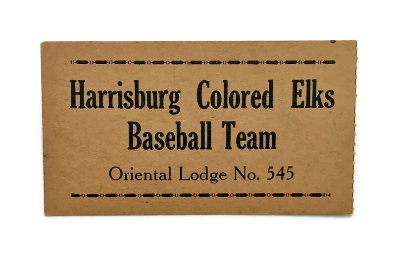 Harrisburg Colored Elks Negro League Baseball Ticket Stub