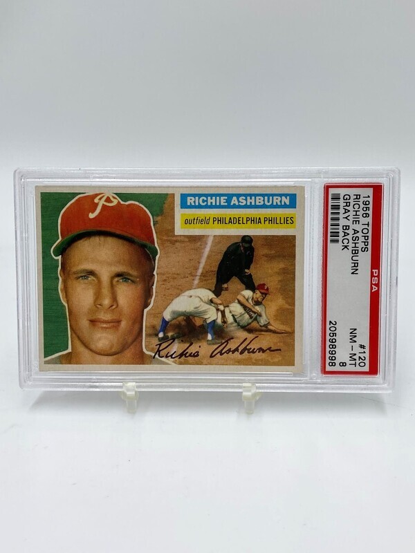 1956 Topps #120 Richie Ashburn  PSA 8 NR-MT - Gray Back