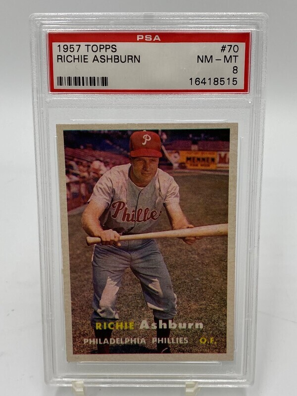 1957 Topps #70 Richie Ashburn PSA 8 NR-MT